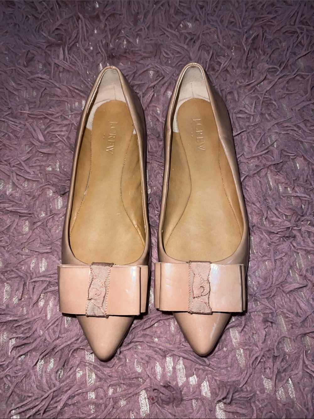 J. Crew Women's beige bow Pointed-Toe Flats